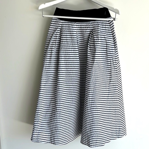 ANNA SERAVALLI Blue & White Striped Midi Skirt Sz 42  / 38 FR - Picture 1 of 9
